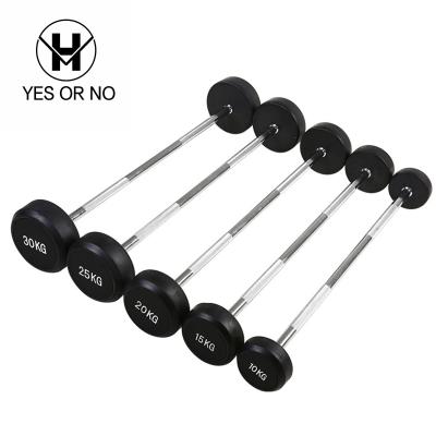 China Durable Chrome Grip Weight Set Fitness Weightlifting Fixed Rubber Barbell for sale