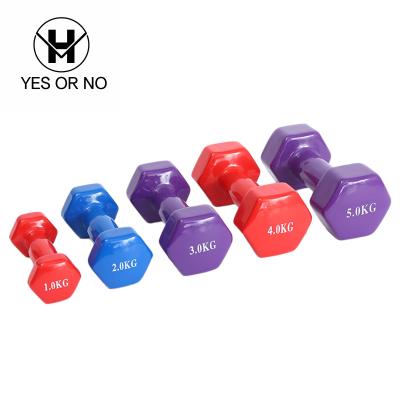 China Hexagon Neoprene Dumbbells Fitness Gym Equipment Cross Color Fixed Rubber Coated Dumbbell for sale