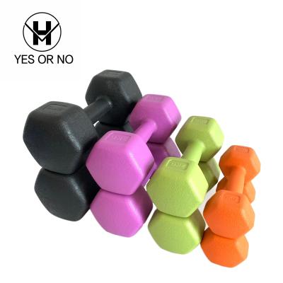 China Wholesale cheap anti-rolling hex dumbbell set gym fitness equipment multifunctional unisex hex rubber dumbbells buy online for sale