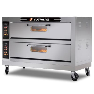 China Bread bakery machine factory sale baking bread and cake roasting electric 2 decks 6 trays bakery roast deck commecial industry pizza ovens for sale