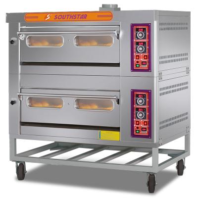 China Bread Bakery Machine 2 Decks 4 Trays Disassemble Gas Italian Industrial Pastry Cake Bread Baking Multifunctional Pizza Bakery Oven Prices Sale Italy for sale