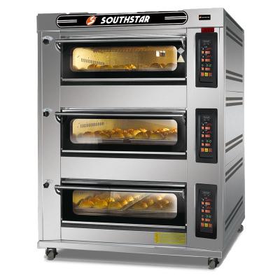 China 3 decks 6 canning factory factory direct sale pizza cake baking gas southstar oven for sale