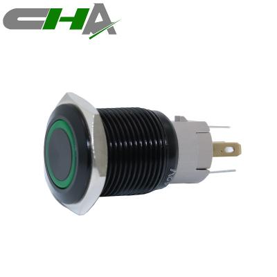 China Electric Black Locking Type Welding Appliances CHA 16mm Terminal LED Illuminated Metal With Push Button Power Selec Rotary Switch for sale