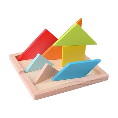 China Handmade wooden tangram toy, wooden educational toys, wooden tangram puzzle for sale