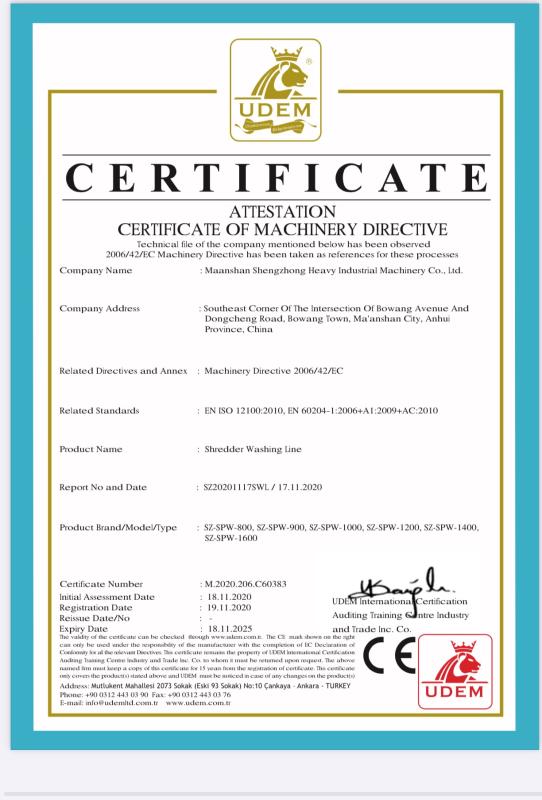 CE - Maanshan Shengzhong Heavy Industrial Machinery Co., Ltd.