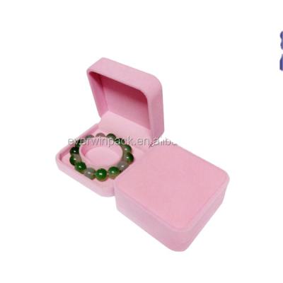 China Top Quality Velvet Square Rounded Corners Velvet Wristband Hinge Box for sale