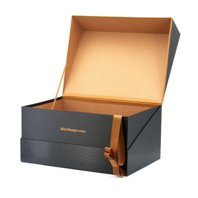 China Recycled Materials Luxurious Custom Rectangle Black Printed Honey Gift Clamshell Box for sale