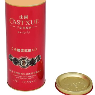 China Recycled Materials Professional Custom Printed Round Metal Lid Paper Tube Packaging Boxes Wine Tin Box for sale