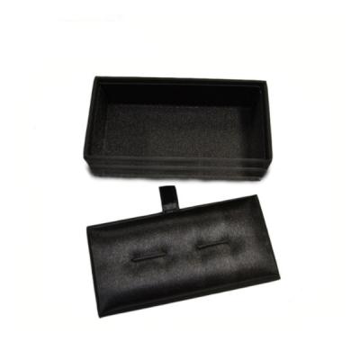 China Factory Wholesale Recyclable PU Black Leather Cufflinks Box Mens Shirt Luxury Cufflinks Wearing Boxes for sale