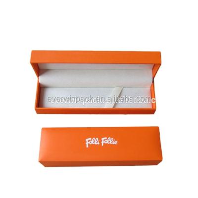 China Leatherette Pen Hinge Box With Handmade High Quality Rectangle Logo for sale