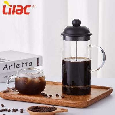 China Free Sample 0.6L/0.8L/1L Germany Style Customized Sustainable Borosilicate Press Lilac Plastic Glass French Coffee Maker for sale