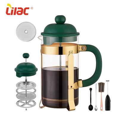 China Lilac Viable Amazon Sells Wholesale Coffee Glass Jar Set 5PCS Cafetiere 1000ml French Press Set for sale