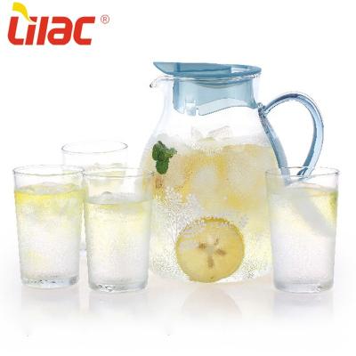 China Free sample viable lilac 2000ml+220ml*4 set bedside carafe 5 pieces de de lux verr d'eau de borosicante / water jug ​​luxe with cup for sale