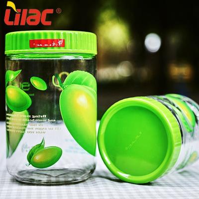 China Free Sample 750ml/1200ml/1800ml Freshness Preservation Lilac Food Grade Unique Floral Airtight Packaging Honey/PET/Rice/Sugar/Candy/Food Glass Jar for sale