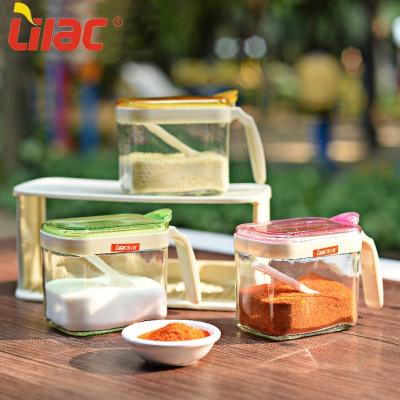 China OEM Promotional Multifunctional Modern Kitchen Spice Jar Lilac Freshness Preservation Goods Free Sample 340ml*3PCS Reasonable Prices Set With Spoon for sale