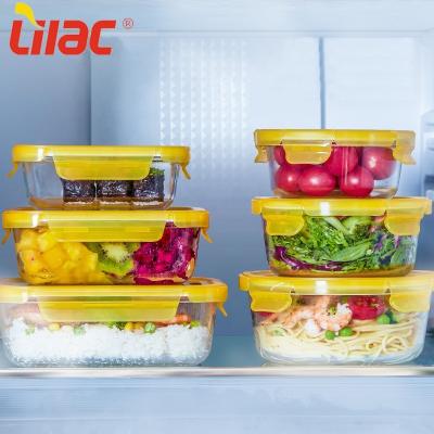 China Free Sample 400ml/630ml/900ml/380ml/660ml/1000ml lilac Office Microwavable Guayaquil/cali pyrex glass meal prep containers wholesale with lid for sale