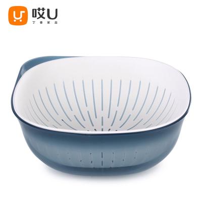 China Hey Low Free Sample Plastic Lilac Shipping 2 In 1 Large Size Square Kitchen Colander Set for sale