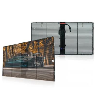 China Aluminum Alloy 2022 KENSUN 3D Window Led Screen Wall Panel Cabinet P3.91 Indoor Rental Video Transparent Glass Led Display for sale