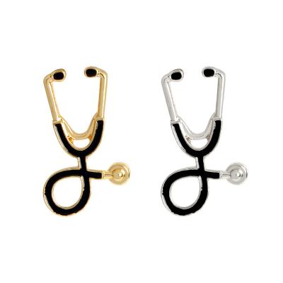 China Silver Jewelry E1012 Logo Link Enamel Pin ALLOY Stethoscope Brooch Pin World Health Organization Gold Tooth Spoon Badge E1012 for sale