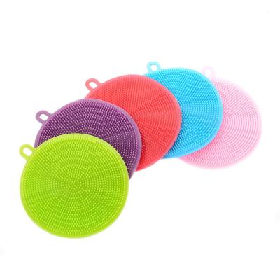 China Multifunctional Sustainable Round Cleaning Brushes Silicone Dish Bowl Scrubber Pad Wash Sweeps Easy Kitchen Cleaner Tools R0759-1 for sale