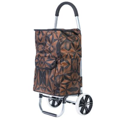 China High Quality Supermarket Two Wheeled Trolley Durable Folding Shopping Trolley for sale