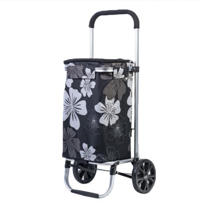 China Shopping Bag Convenient Rise Trolley Aluminum Alloy Folding Shopping Cart for sale