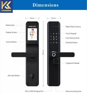 China New Arrival Alluminum Alloy Khosine HS-01V Smart Door Lock with Camera and Smartphone Smart Life APP Remotely Open for Home Office Apartments for sale