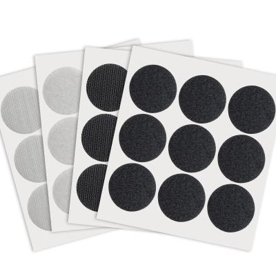 China Wholesale 20Mm Heat Resistance Self Adhesive Round White Black Dots Coins Hook And Loop for sale