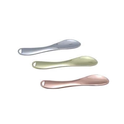 China Laser Logo Metal Face Cream Mask Spoon Spatulas Gold Blending Cosmetic Scoop Beauty Care Cosmetics Tools for sale