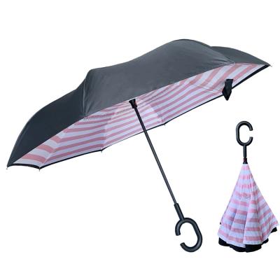 China Free Handle Custom Inverted Umbrella Logo Talking Double Layer Reverse C Hand Umbrella Hot Sale YS-8047 for sale