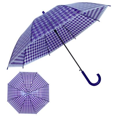 China With Plaid Patterns YS-1160 Factory Supply Clear Umbrella With Plaid Pattern Printing POE Auto Open Transparent Eco-friendly Umbrella for sale