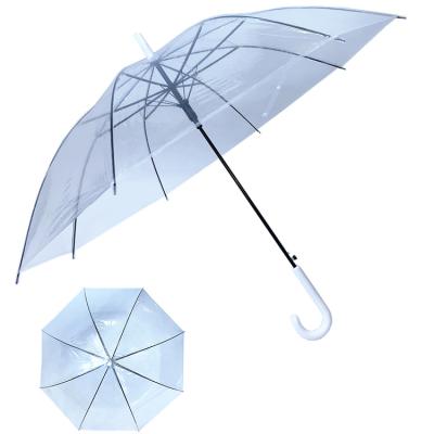 China Minimalist YS-1008 factory supply wholesale promotion transparent umbrella 21 inch clear straight POE automatic open umbrella for sale