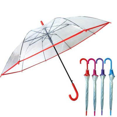 China YS-1030 Minimalist Fashion Promotional Transparent Umbrella Advertising Auto Open Custom Printing Clear POE Straight Umbrella for sale