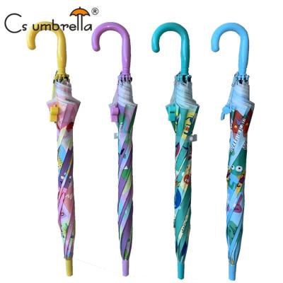 China Children's YS-6016 Kids Umbrella With Hissing Dinosaurs Cartoon Straight Umbrella Printing Handle Color Match And POE Tips For Kids for sale