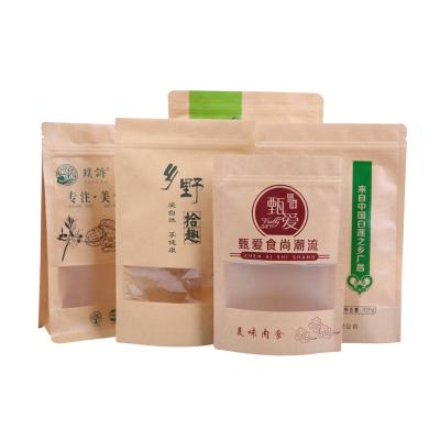 China Recycled Materials Customized Logo Printing Zip Lock Aluminum Foil Nut Stand Up Biodegradable Kraft Paper Packaging With Window for sale