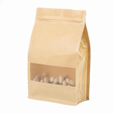 China Recycled High Quality Custom Clear Materials Window Zip Lock Seal Nut Kraft Paper Pouch Packing Bag With Window for sale