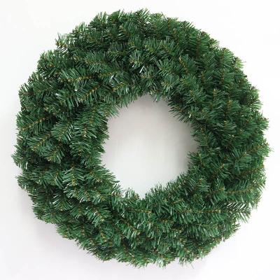 China Christamas Home Decoration PVC Artificial Pointed Green Christmas Wreath For Christmas Tree Decor Xmas Festival Home Ornaments for sale