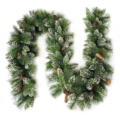 China Christmas Deoration Factory Direct Supply Artificial Green Pine Needle Mixed PVC Christmas Garland For Xmas Tree Moss Powder Decoration for sale