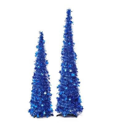 China Christmast Ornament Creative Retractable Folding Tree Ornament Christmas Tree Decoration Wool Strip Christmas Supplies for sale