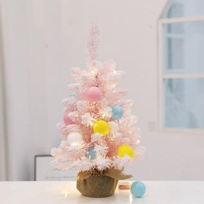 China Good Quality Customized 2ft Mini Pink Flocked PVC Artificial Christmas Tree Customized Christmas Tree For Festival Home Decoration for sale