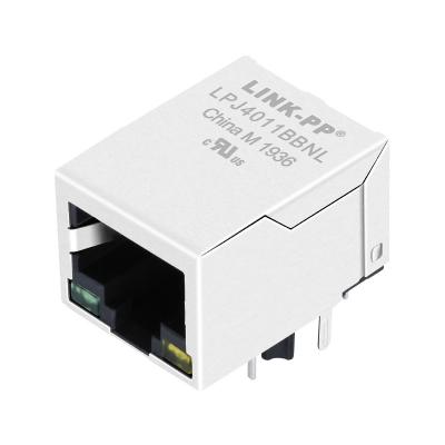 China Through Hole LU1S041F-43 SI HY911103A 10/100 Base-T 1 Ethernet Connectors RJ45 Left Female Socket for sale