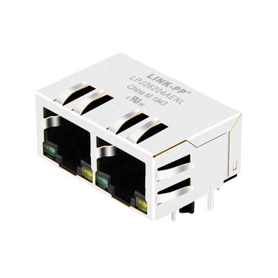 China RJ45 Jack Free Sample 1x2 Port 10/100 Base-T Shielded RJ45 Magjack Connector LPJ26204AENL for sale