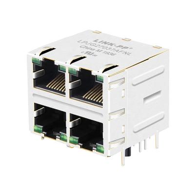 China 2x2 Port 1000 Base-T Shielded With LED Jack RJ45 Cat5e Connector LPJG27037AFNL LPJG27037AFNL for sale