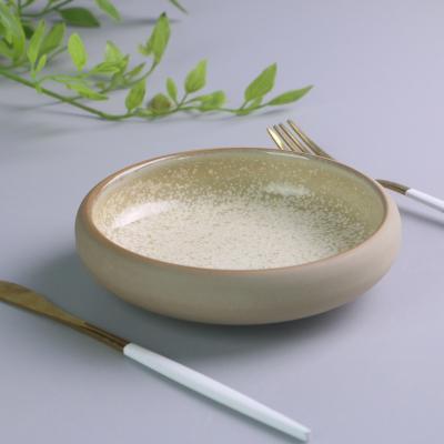 China Viable Wholesale Yellow Hotel Ceramic Dish For Salad Food Tray Dinnerware Set for sale