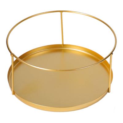 China Durable European Luxury Gold Makeup Organizer Trays Metal Decor Portable Home Style Creative Fruit Basket for sale