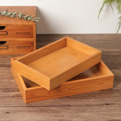 China Family Hotel Kitchen Storage Square Durable Hot-Selling Bamboo Trays Serving Trays Office Finishing Wooden Boxes for sale