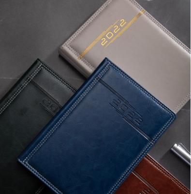 China Wholesale 2022 A4 A5 Hardcover Office Year Day Planner Embossed Agenda Leather Soft Cover Print Notebook Leather Custom Calendar Attached for sale