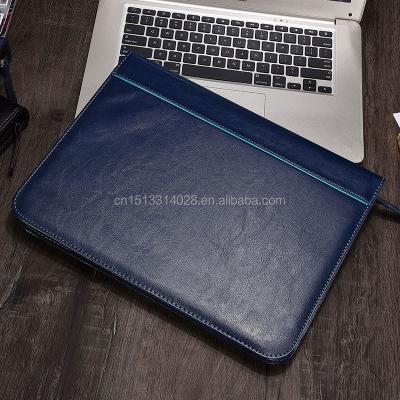 China Custom OEM Logo Engrave Gold Silver Stamping Loose Leaf Folder Bag For Office Business Hotel A4 A3 Folder Document Folder With Zipper for sale