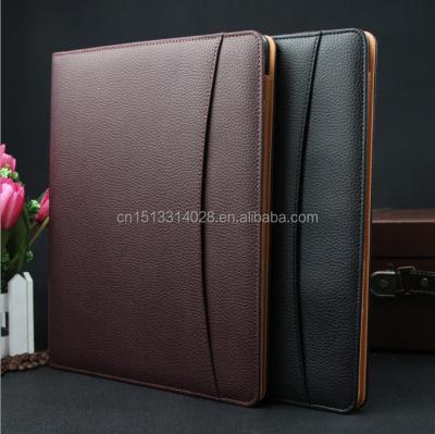 China Professional Custom Good Quality Genuine Leather Folder A4 Document Folder Bag Loose Leaf Business Folder Binder With Card Holder for sale