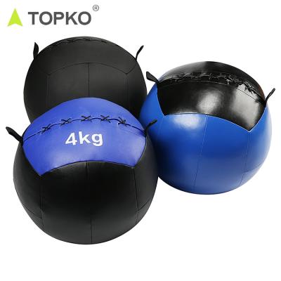 China Fitness Equipment APP TOPKO New Arrival Print Fitness Workout Exercise Black PU Medicine Wall Ball for sale